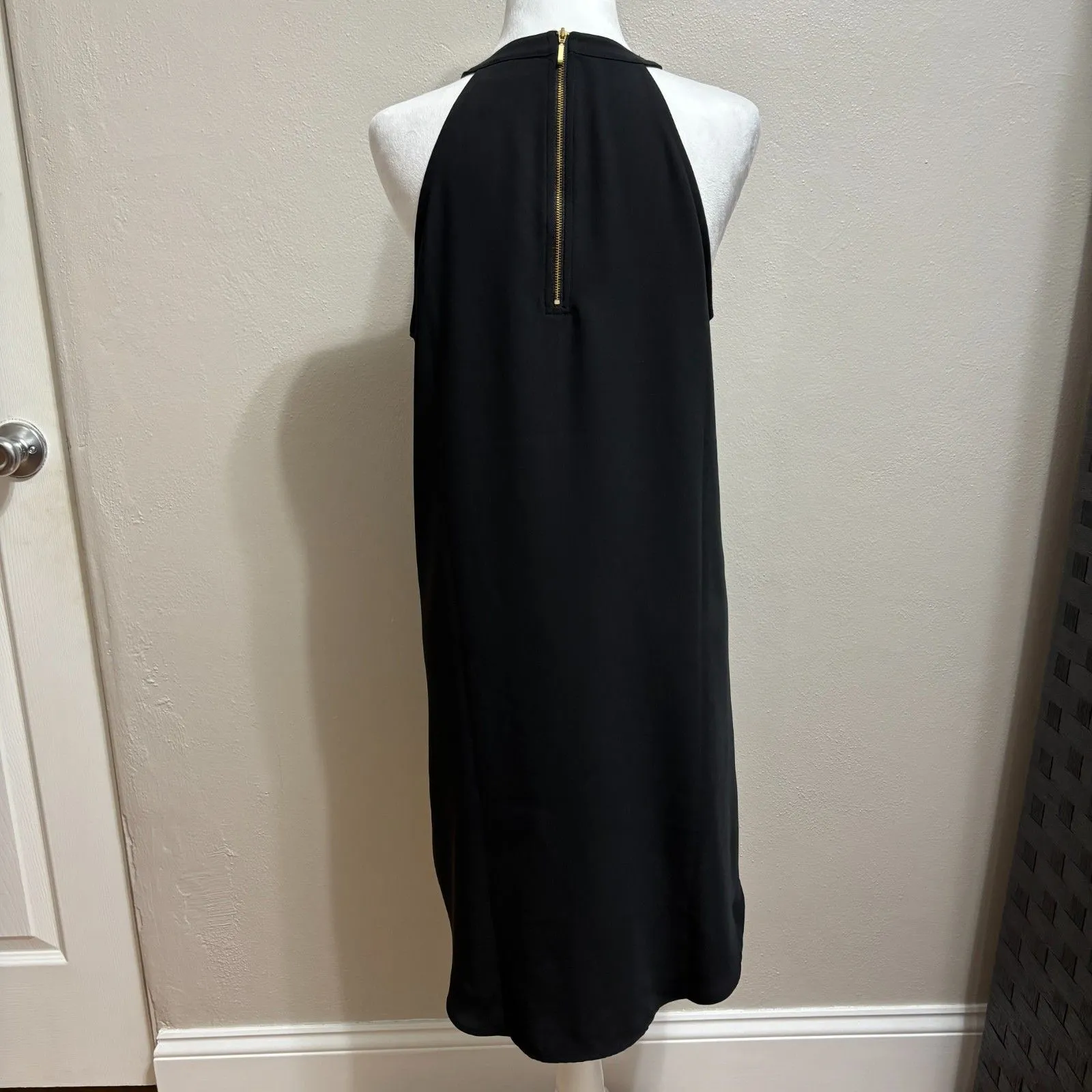 Adrienne Vittadini Halter Shift Dress Womens S Black LBD Classic Elegant Wedding - Image 3