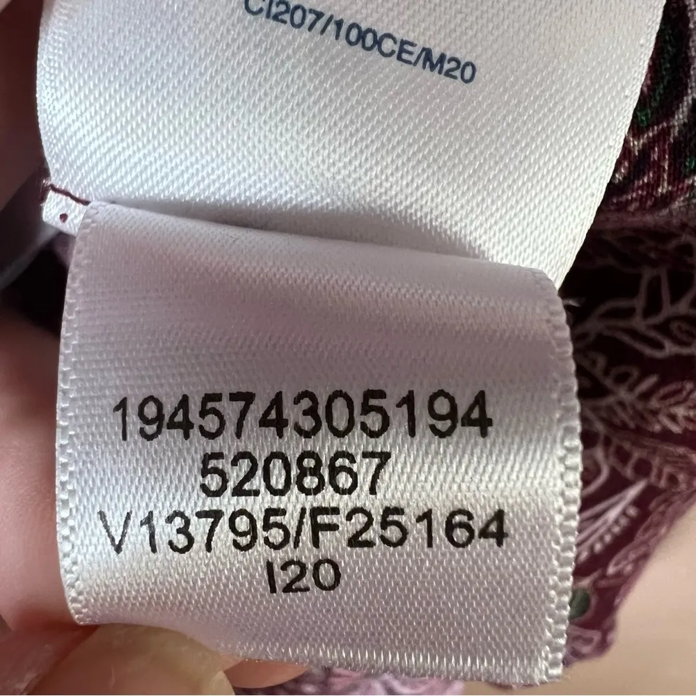 LANDS’ END Burgundy Floral Pleated Tunic Top Womens Boho Peasant Lagenlook Sz 1X - Image 11