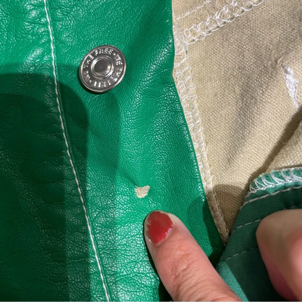 Free People | The It Factor Vegan Green Leather High Rise Straight Pants - Image 3