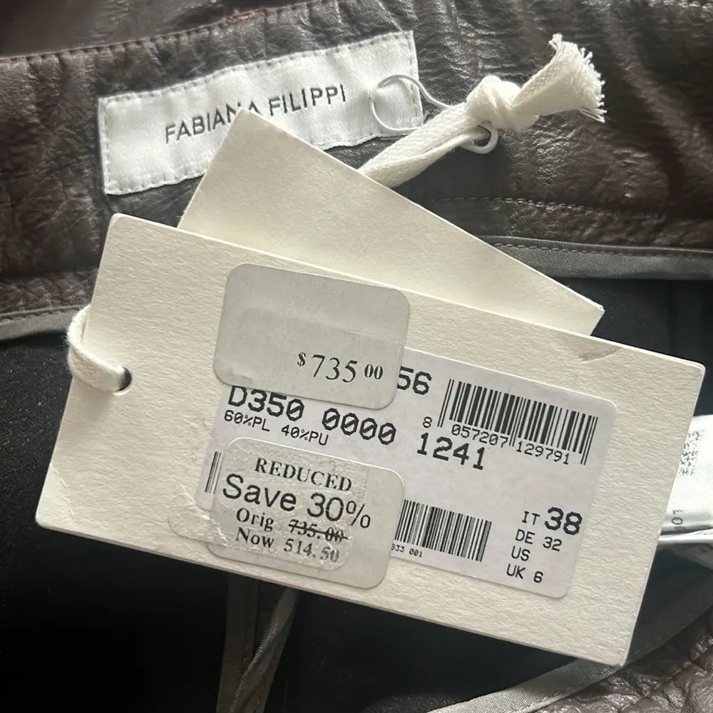 Fabiana Filippi Faux Leather Ankle Pants in Brown, Size IT38 UK6 US2 NWT $735 Brown - Image 7