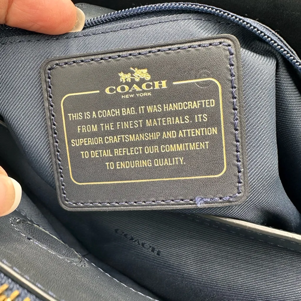 Coach Stanton Carryall handbag in stamped snakeskin leather Dark blue - Image 10