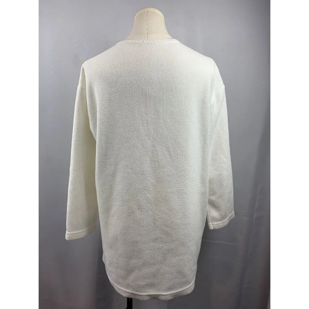 Vintage Terry Town by Bill Blass White Textured Pullover Sweatshirt S - Image 4