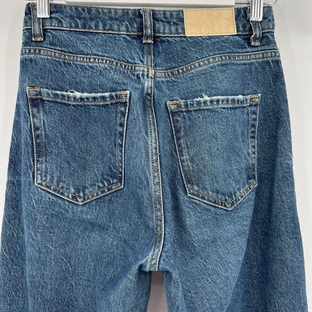 Zara Jeans Slim Straight Leg High Rise Dark Wash Blue Denim‎ Women’s Size 2 - Image 5