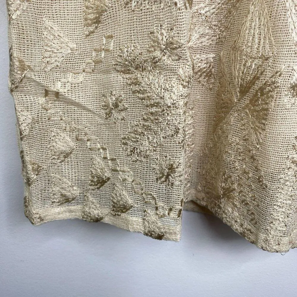 Free People Mini Boho Dress Women Size 0 Cream Embroidered Witch Fairy Concert - Image 3