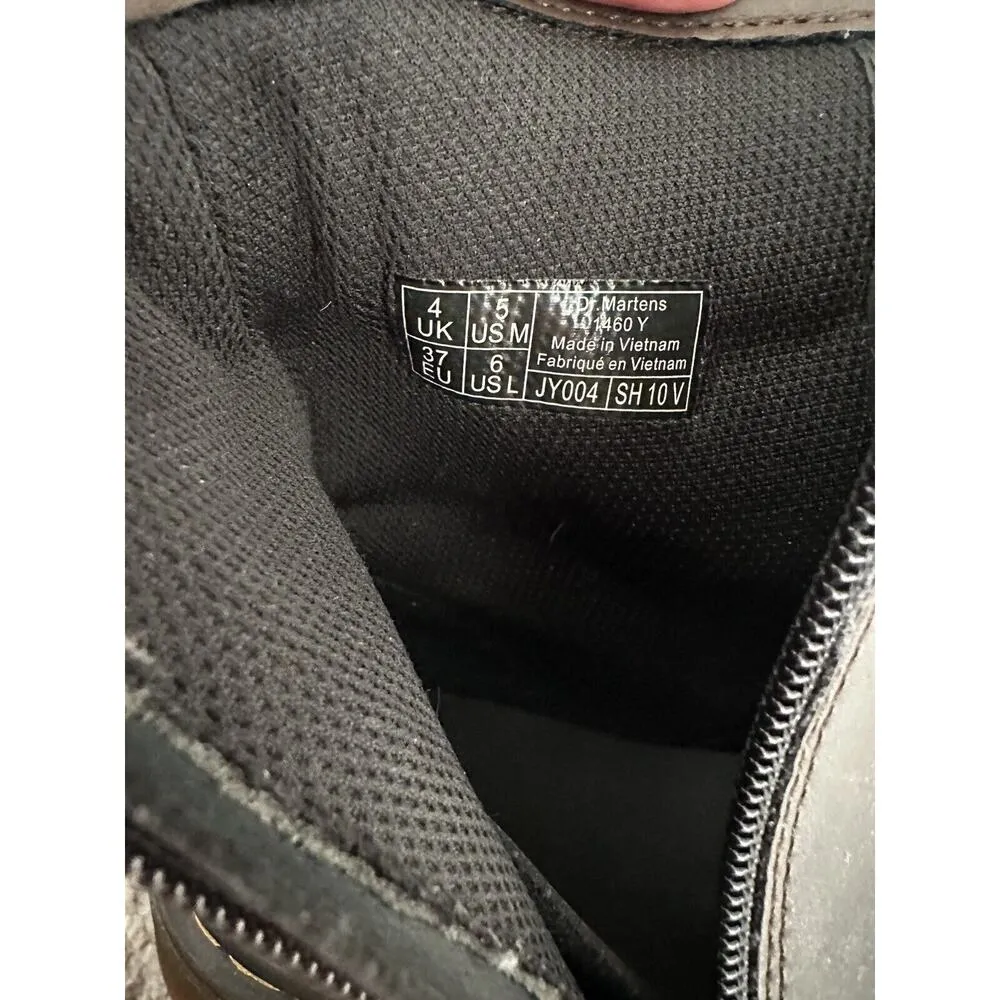 Dr. Martens Women's 1460Y US6 Brown Leather Side Zip Lace Up Combat Boots - Image 8