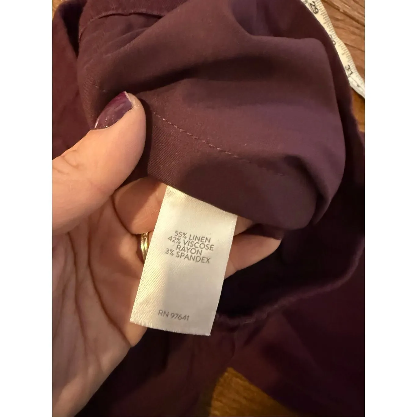 J.Jill linen stretch burgundy pull on pant size XS Purple - Image 4