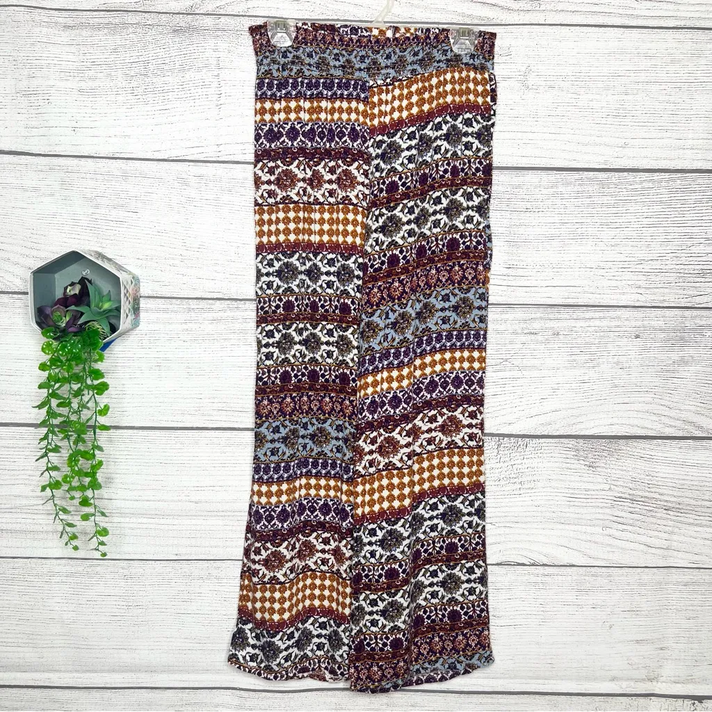 New Look Boho Patterned Wide Leg Casual Festival Palazzo Lounge Pants Size Large - Image 7