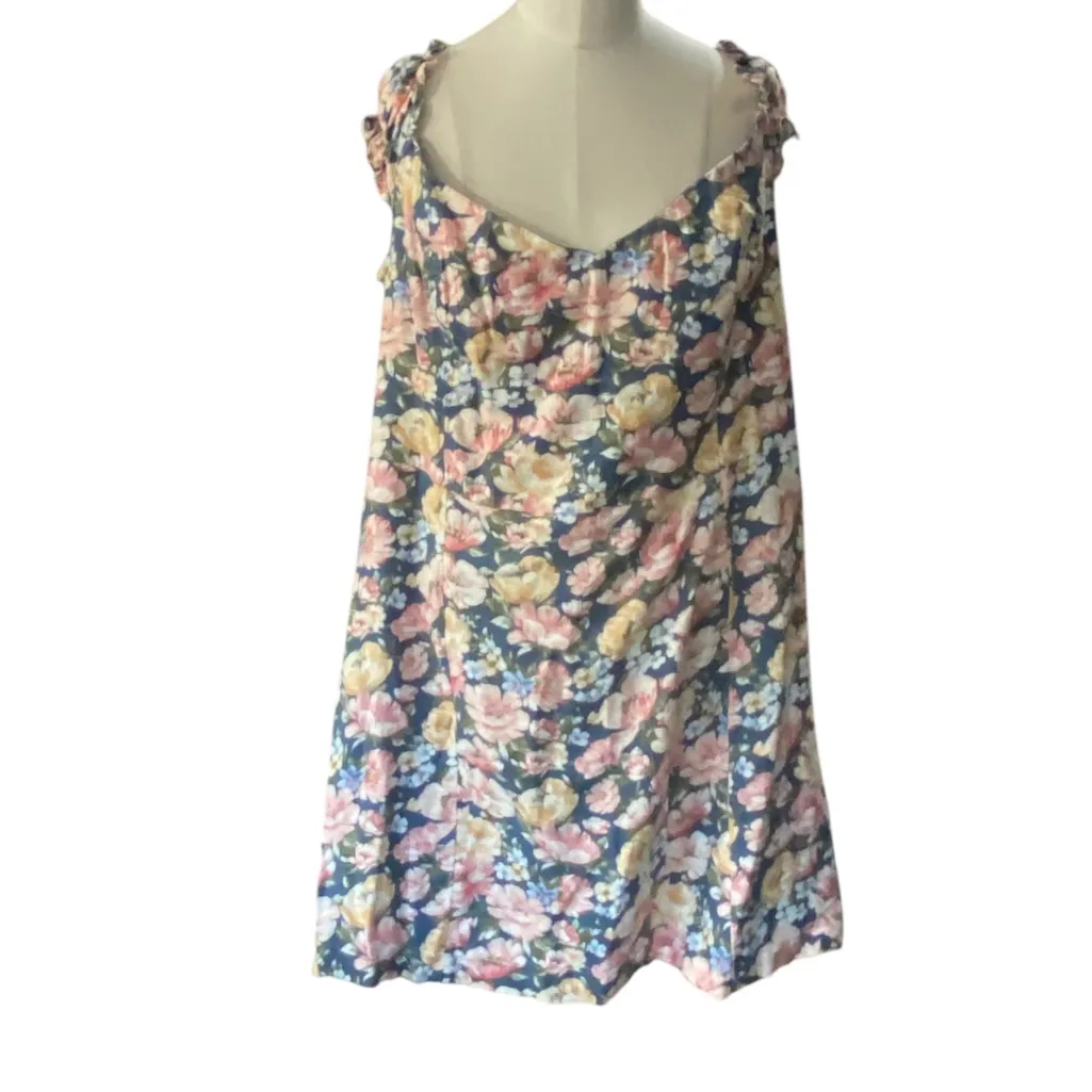 Abercrombie & Fitch Linen Blend Off-The-Shoulder Floral Corset Mini Dress Sz XL - Image 5