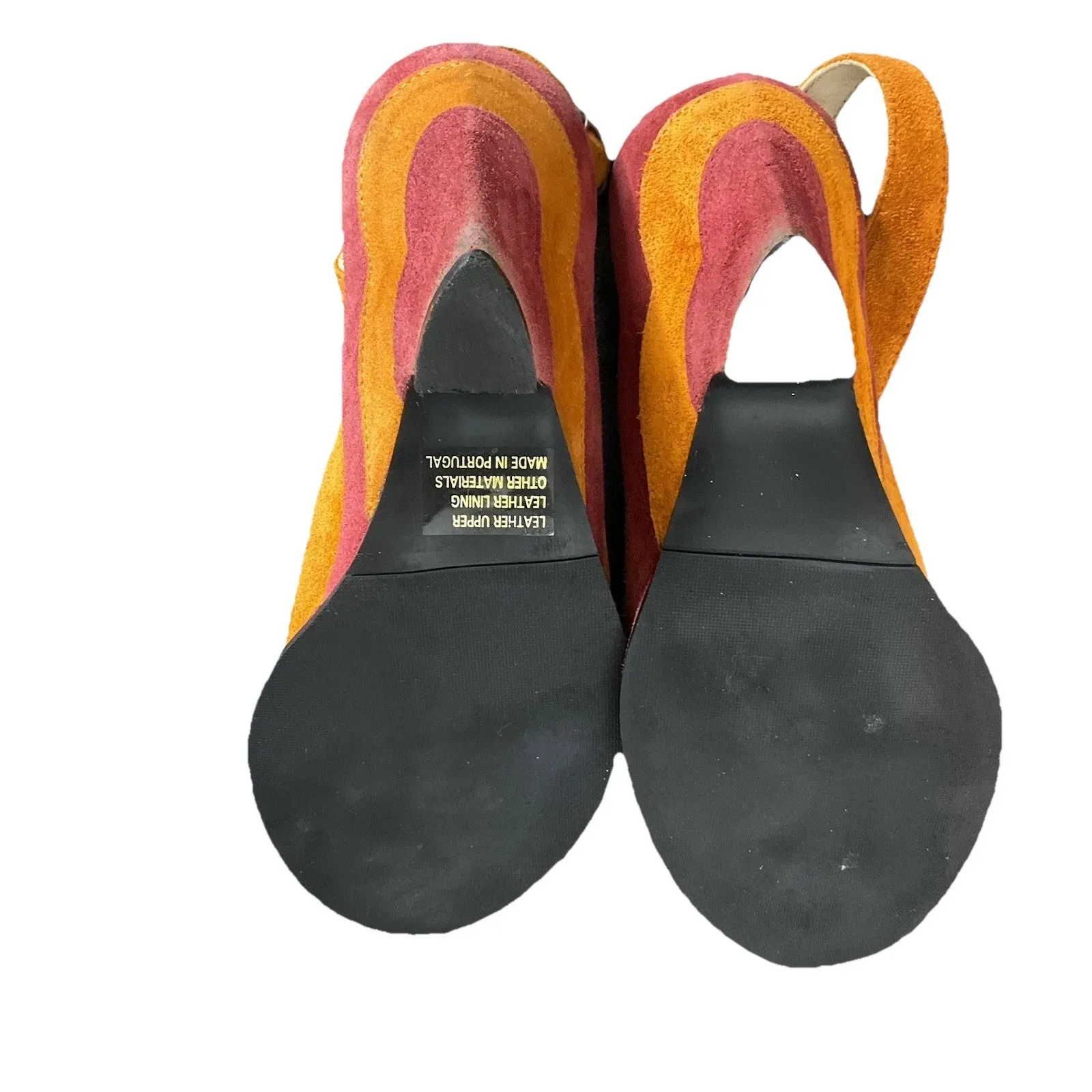 John Fluevog Heels Womens 6 Orange Suede Slingback Peep Toe Miss June Pump Shoes - Image 11