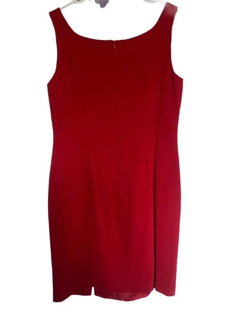 CLASSIC RED SHEATH SILK DRESS, - Image 2