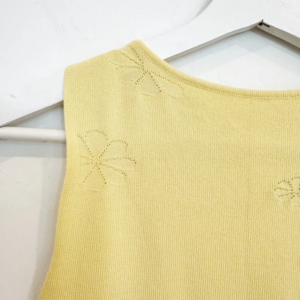 Peppermayo Holly Floral Daisy Sleeveless Knit Top in Yellow Size Small Medium - Image 4