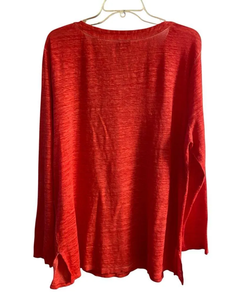 Chico’s tunic top knit linen orangish red long line 2X - Image 2