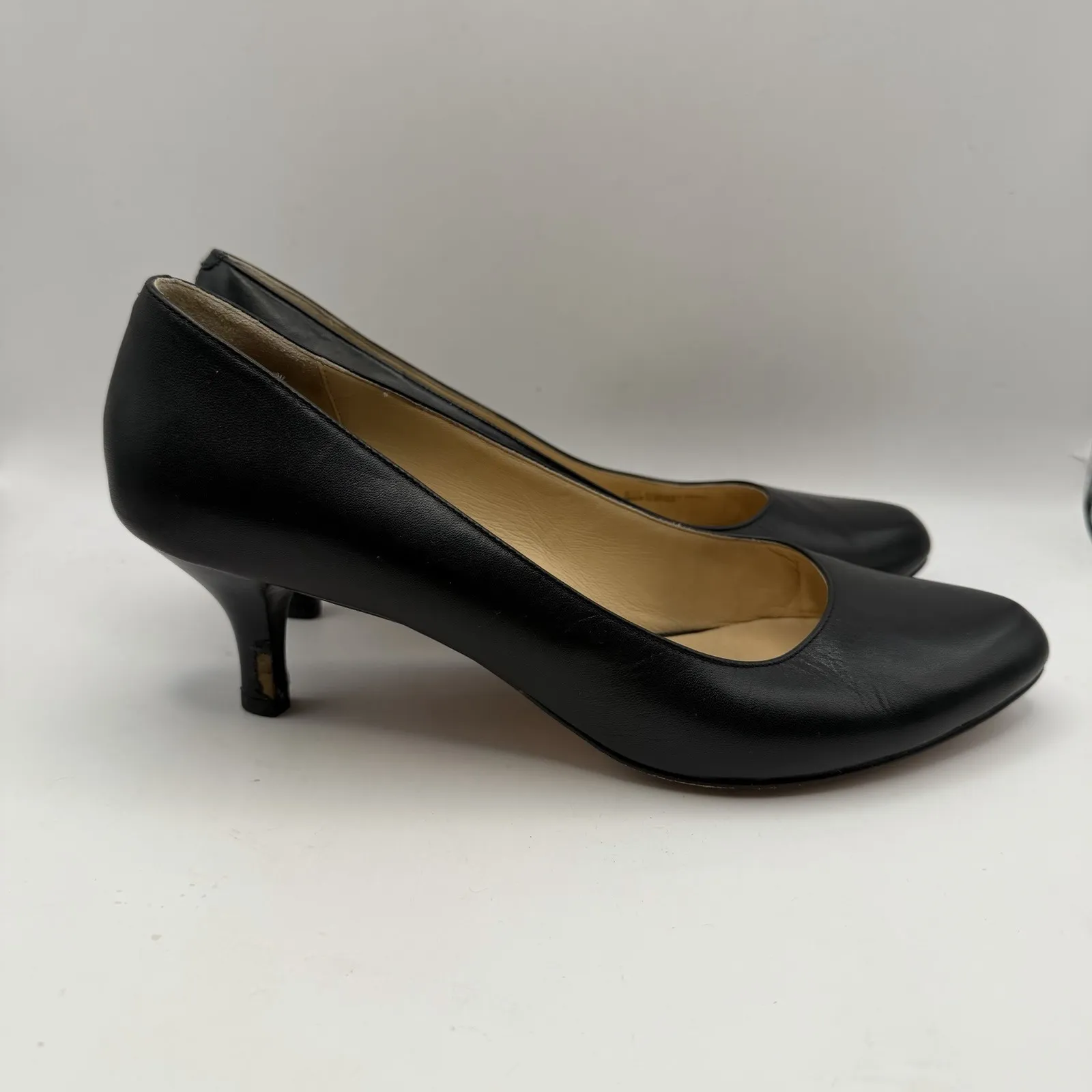 Cole Haan Womens Classic Pump Slim Heels Shoes Black Leather Slip On 10.5 - Image 3