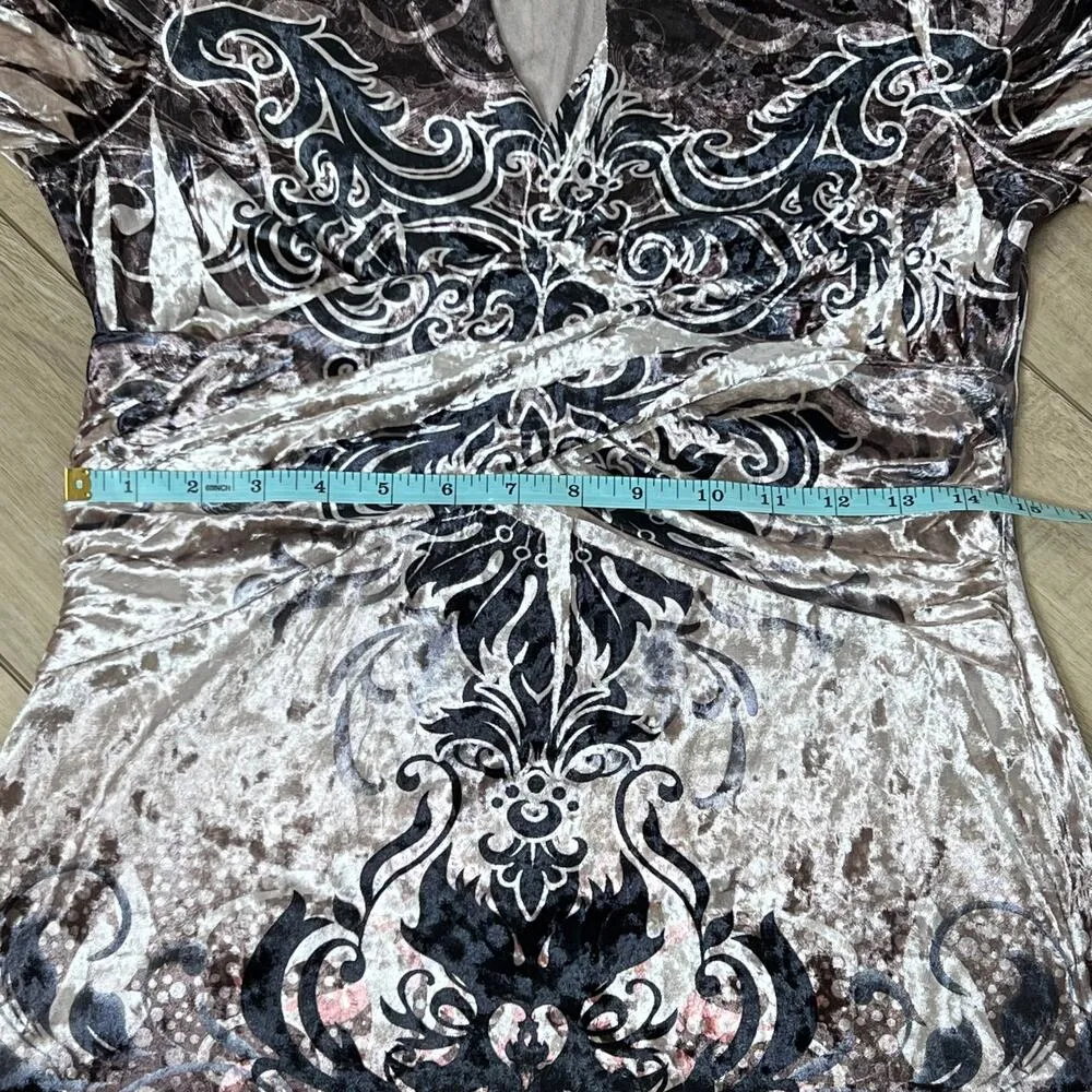 Venus Crushed Velvet Patterned Mini Dress Size Medium - Image 10