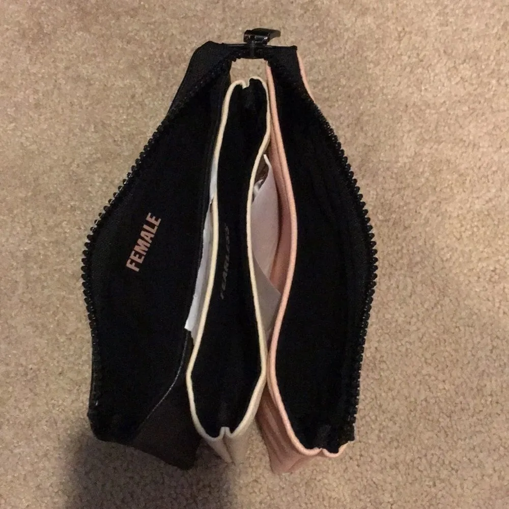 Cosmopolitan Three Compartment Makeup Bag with Zipper Black - Image 3