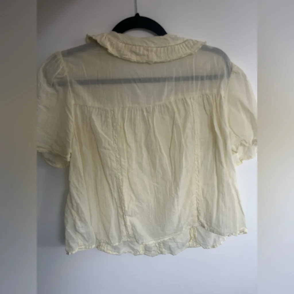 American Eagle Collared Pintuck Blouse | Yellow | Size L Size L - Image 6