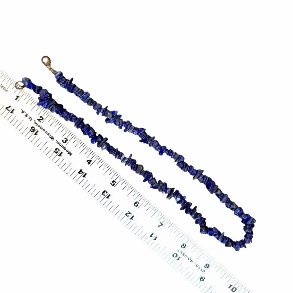 Lapis Lazuli Chip Necklace Boho Blue Stone - Image 6