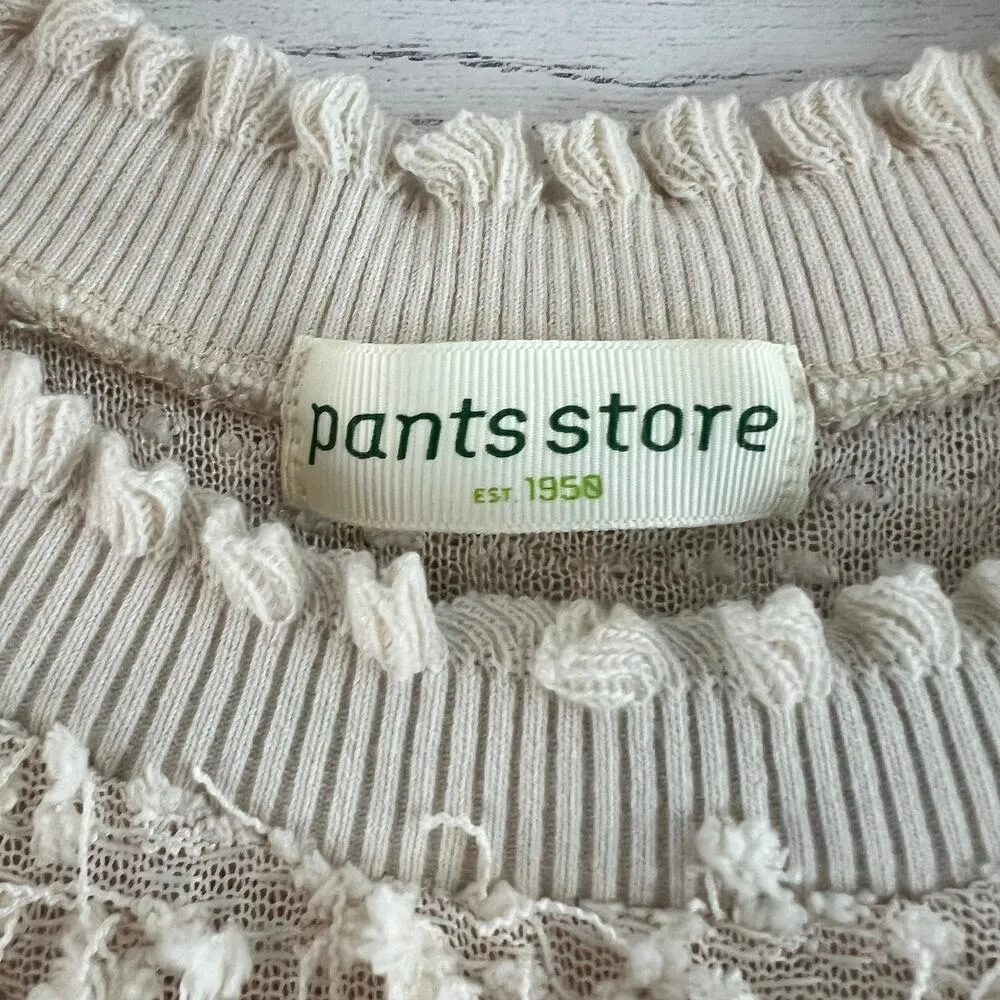 Pants Store Cream Nubby Knit Crew Neck Sweater Size L - Image 6