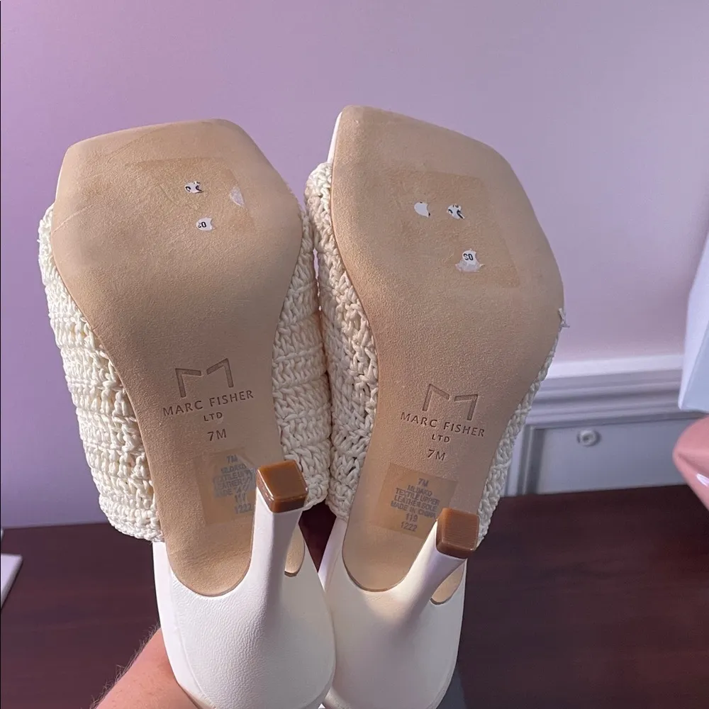 Marc Fisher Cream Woven Heels - Image 6