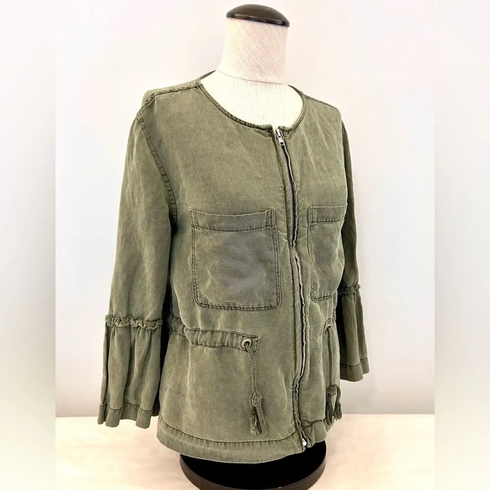 Sanctuary Military Frill Peplum Jacket in Army Green size XS - Image 2