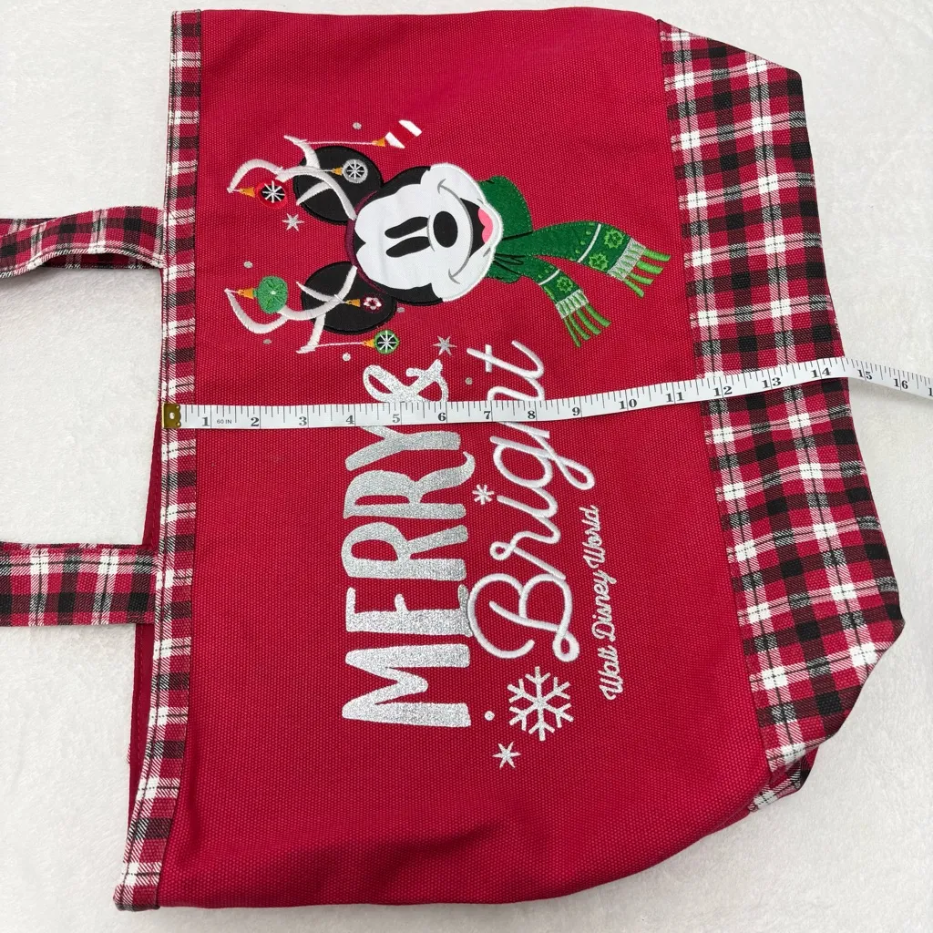 Walt Disney World Mickey Mouse Christmas Ornament Tote Bag‎ Rare Plaid - Image 7