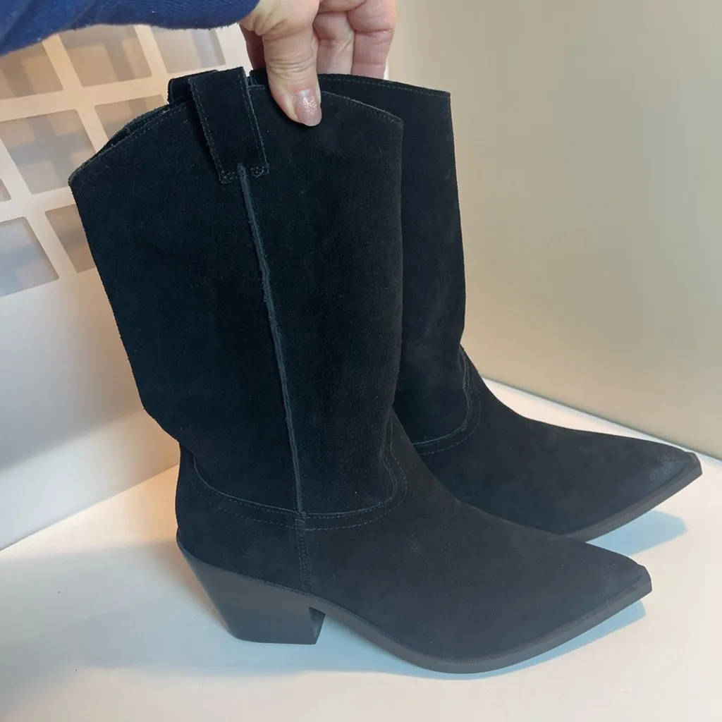 Steve Madden Stetson Black Suede Leather boots Western Cowgirl Country style 9 - Image 12