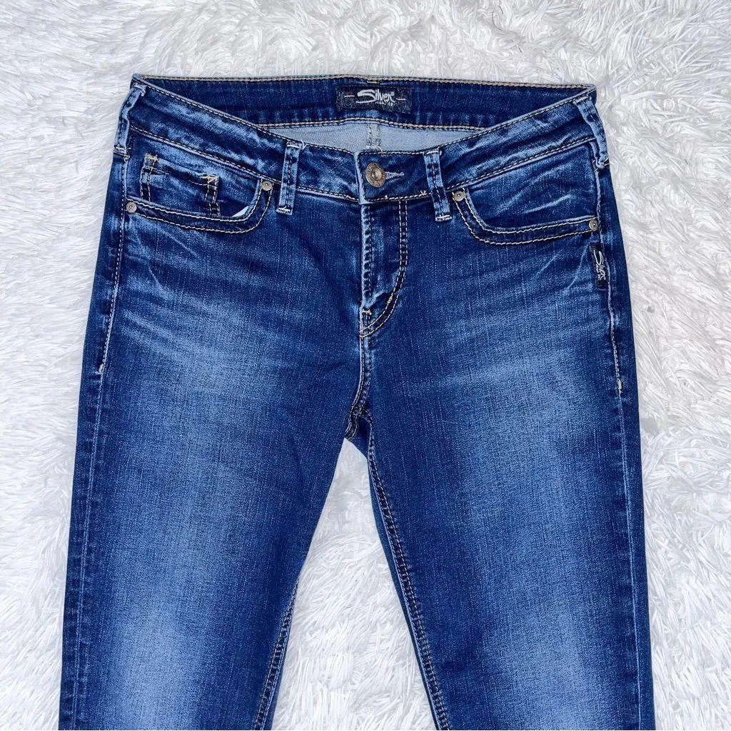 SILVER JEANS Women’s Suki Skinny Crop Dark Wash Blue Denim Jeans 29 - Image 2