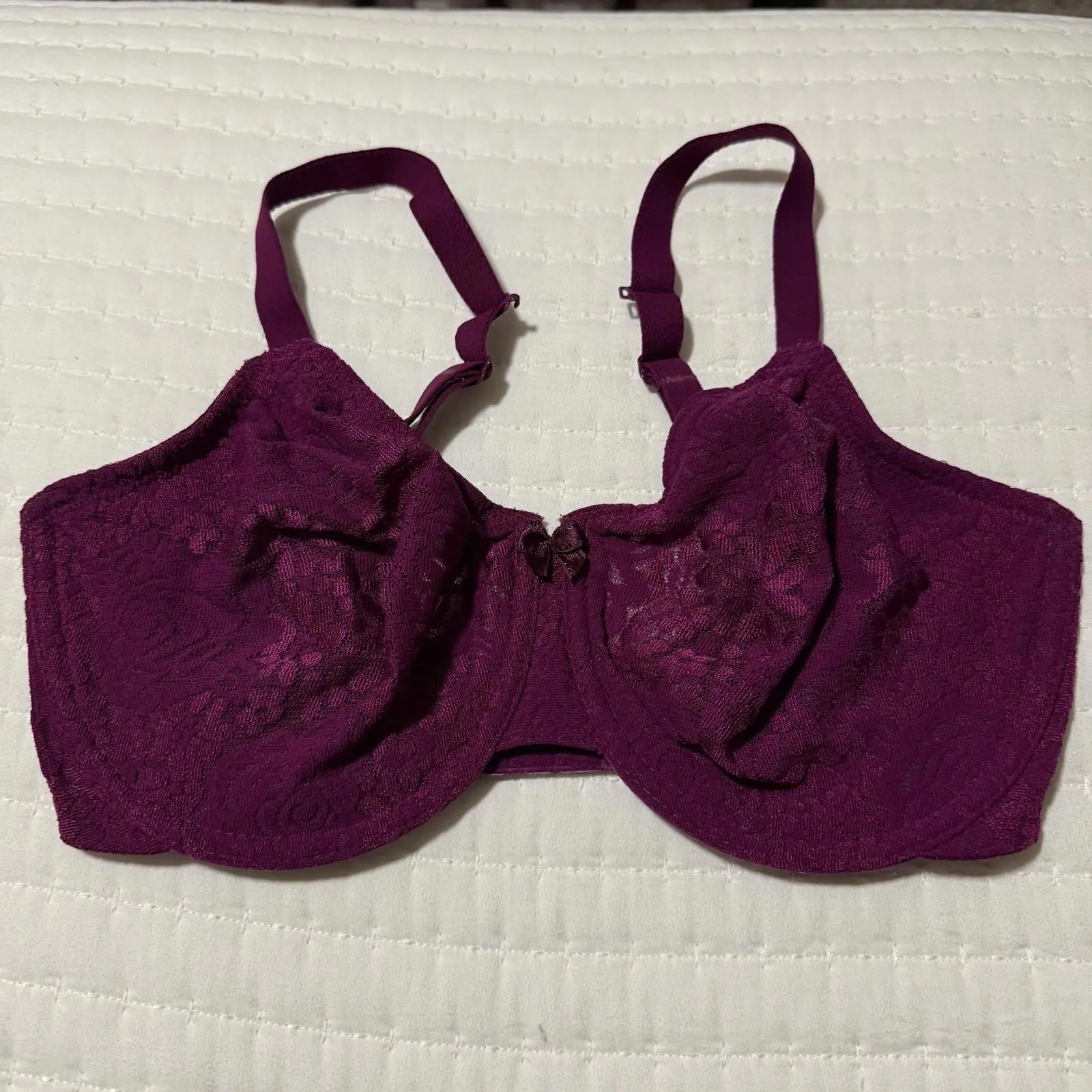 Wacoal Berry Purple 34DDD Halo Lace Underwire Unlined Bra 851205 Convertible - Image 13