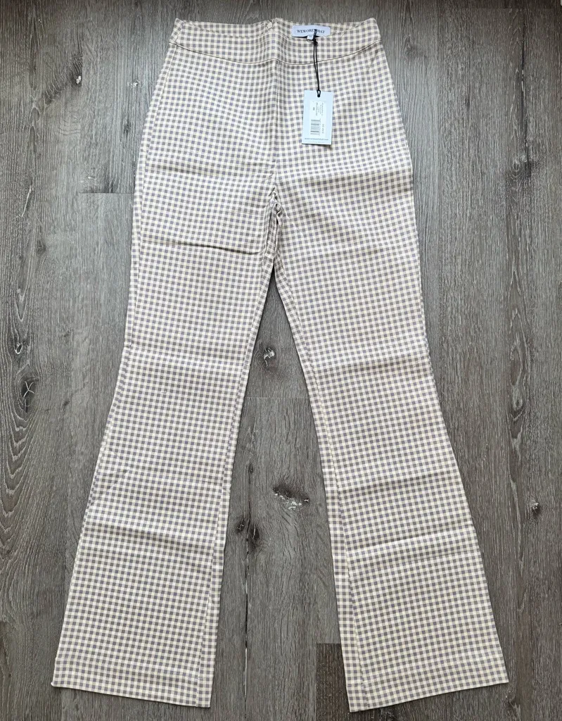 WeWoreWhat Micro Gingham Crop Straight Pants Size 00 Whisper White NWT - Image 1