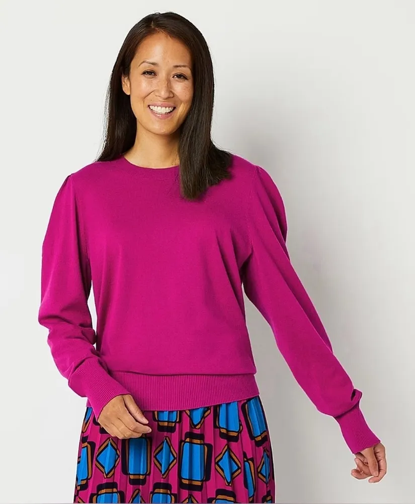 NEW Magenta Abbott Knit Pullover Gigi's Long Sleeve Lightweight Sweater 3X $44 Pink - Image 1