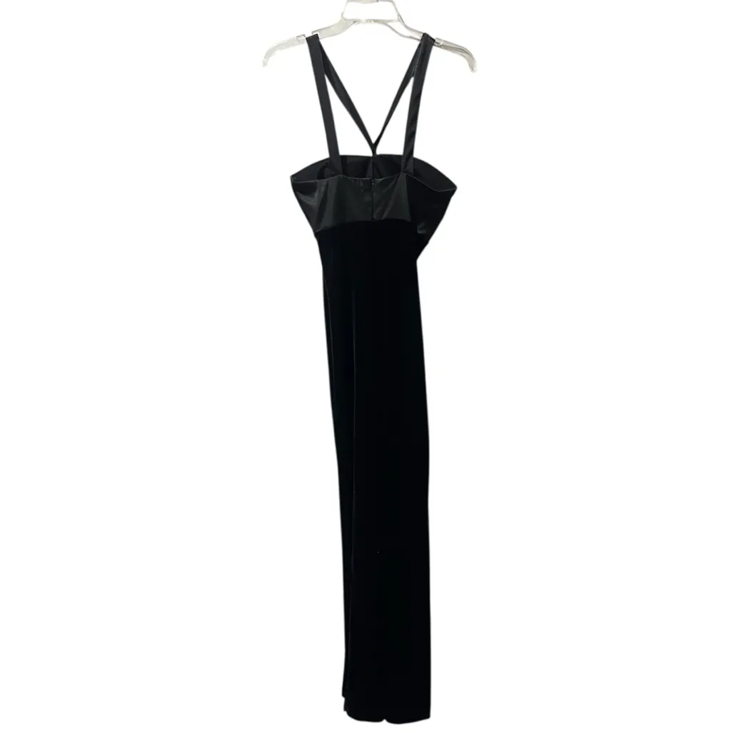 JS Boutique Women Evening Gown Long Black Maxi Dress Size US 4 Velvet Formal Y2K - Image 3