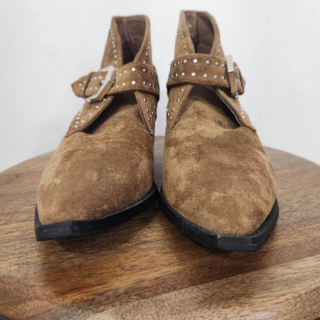 Seven7 Brown Dallas Faux Suede Boot Size 7 Studded Ankle Bootie Suede Bootie - Image 2