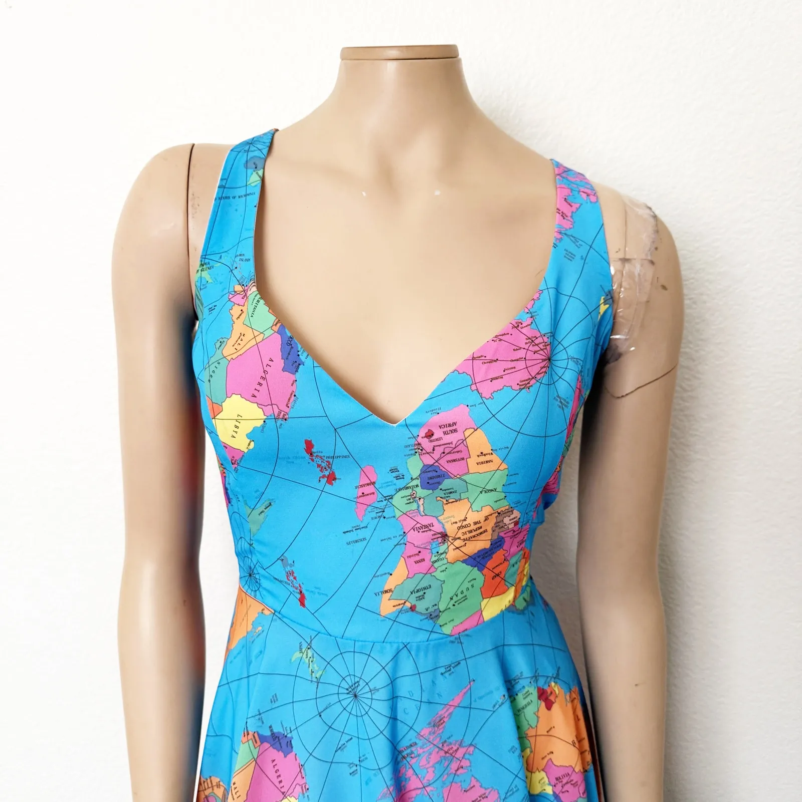 [Modcloth] Global Intentions World Map Novelty Retro Fit & Flare Midi Dress XL - Image 4