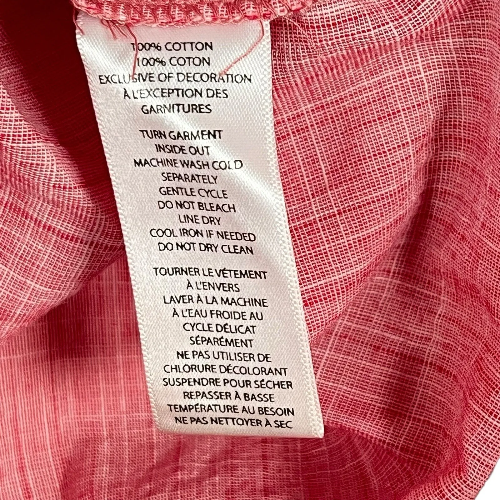 Beach Lunch Lounge Collection Womens Pink Cotton Top Pearl Embellishments Medium - Image 10