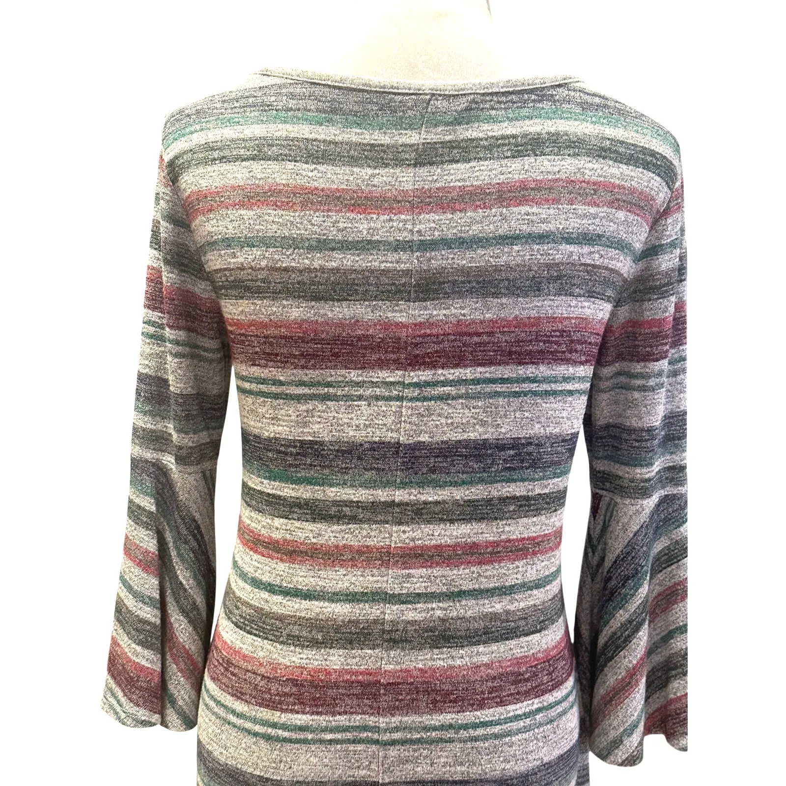 Market Spruce Women's Multi Color Stripped A Line Mini Dress 3/4 Bell Sleeve PS - Image 5