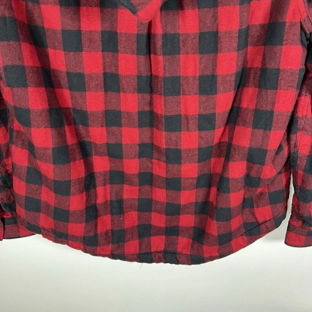 L.L.Bean Relaxed Fit Scotch Plaid Flannel Zip Hoodie Red Sz S Classic‎ Outdoors - Image 12
