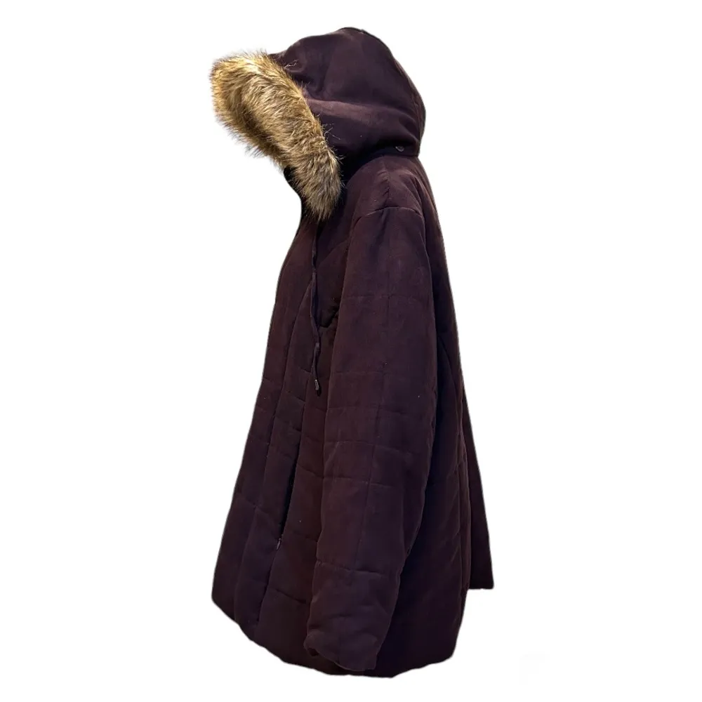 WOMAN, double zipper coat, detachable faux fur hood, plus size 1X - Image 4