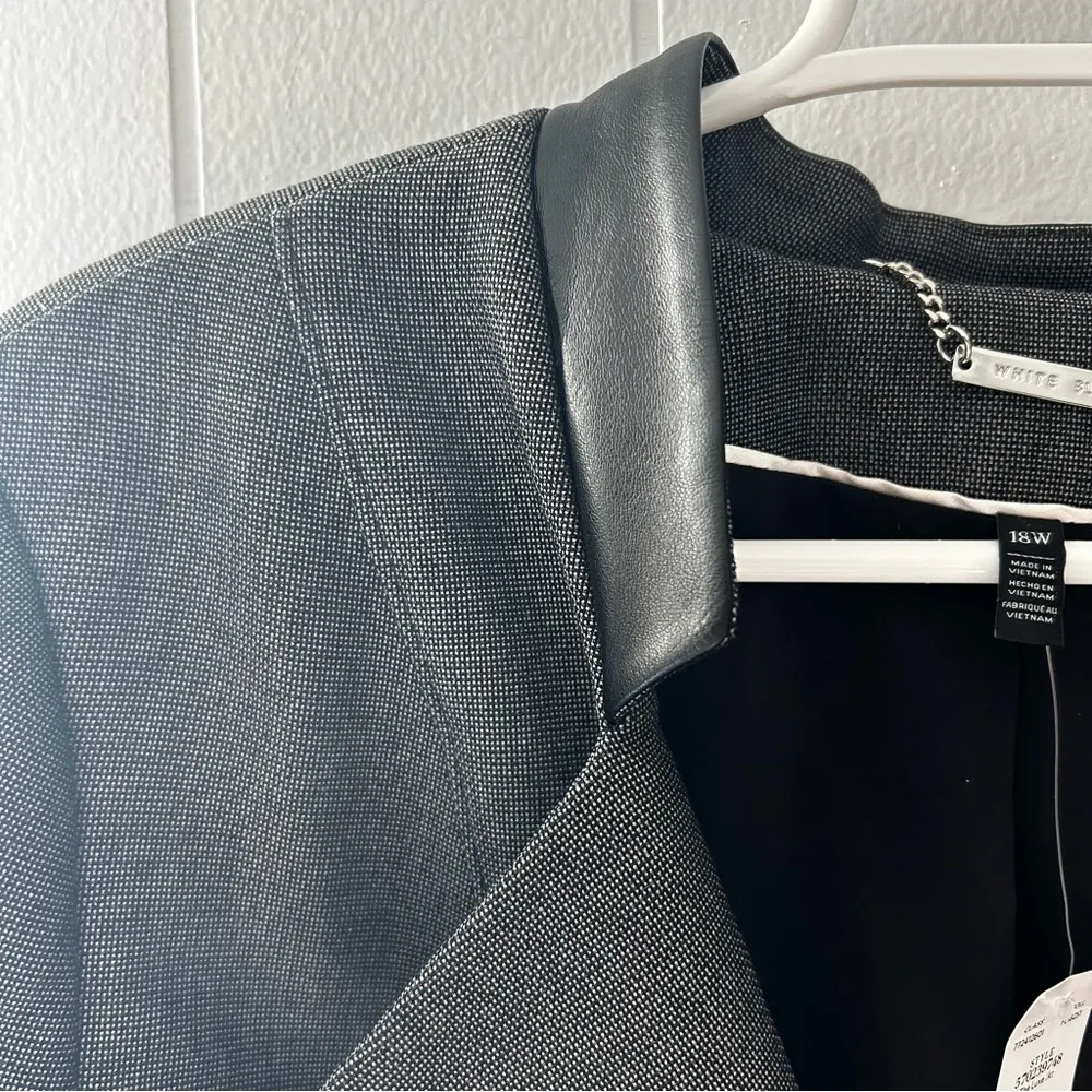 NWT White House Black Market Luxe Suit Jacket Faux Leather Trim G9 - Image 3