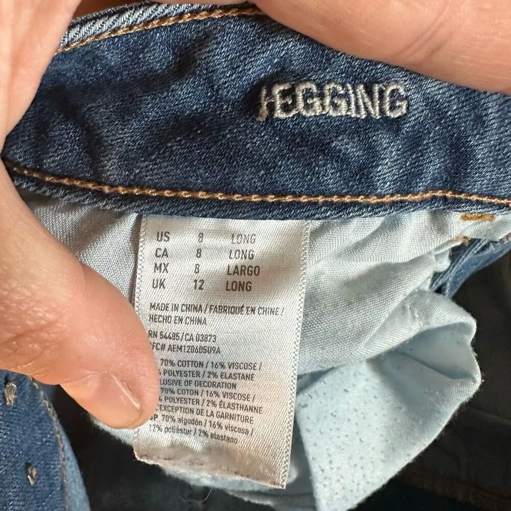 American Eagle distressed medium wash 8 long jeggings - Image 2