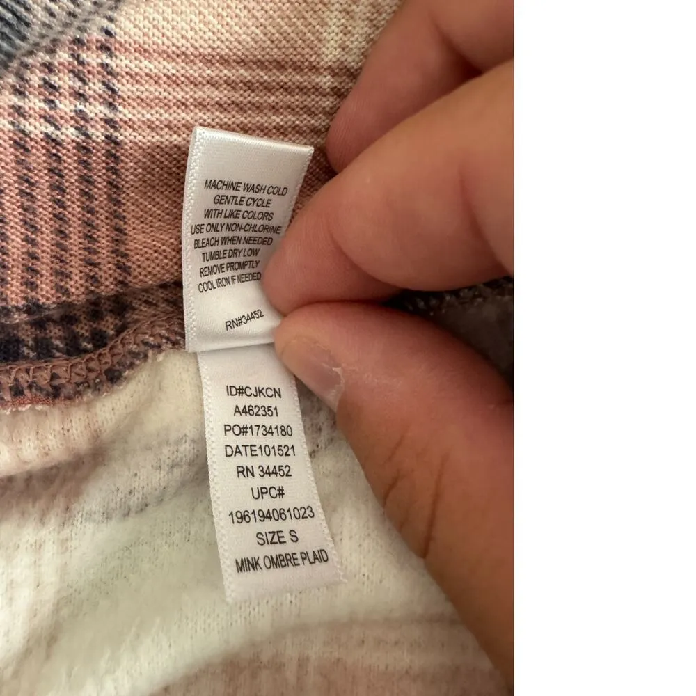 Cuddl Duds Cozy Jersey Fleece Mock Neck Printed Set Pink/Ombre Plaid Small - Image 14