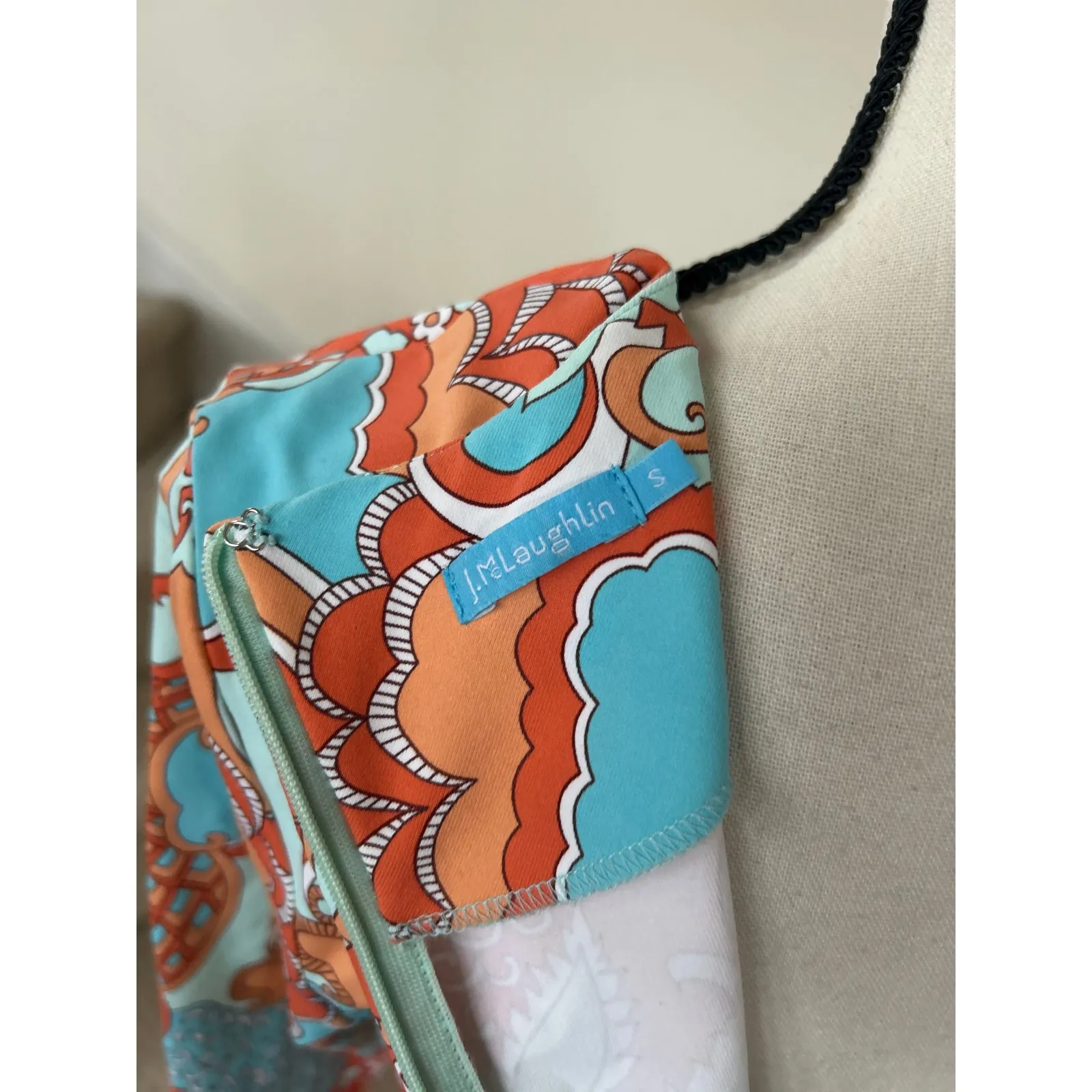 J.McLaughlin Blue & Orange Abstract Floral Paisley Catalina Cloth Sheath Dress - Image 5