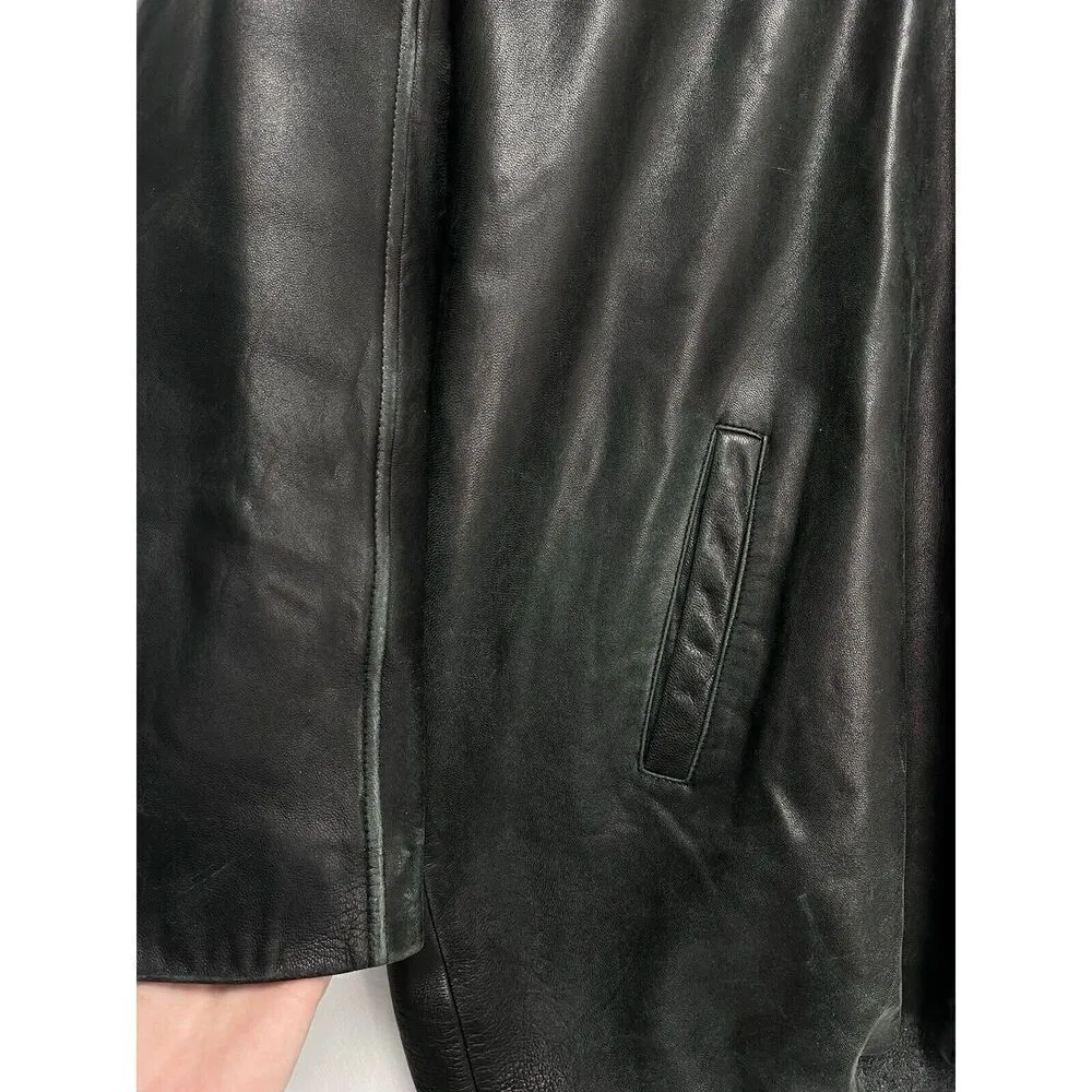Preston & York Lamskin Leather Black Jacket Size Large - Image 5