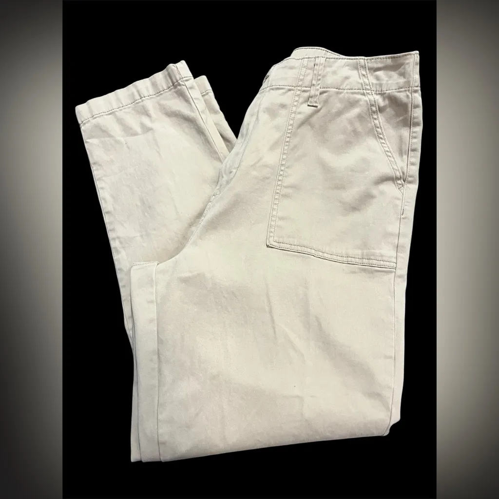 St Johns Bay Pants Womens 12 Beige Khaki Chino Straight Cuffed High-Rise Spandex - Image 3