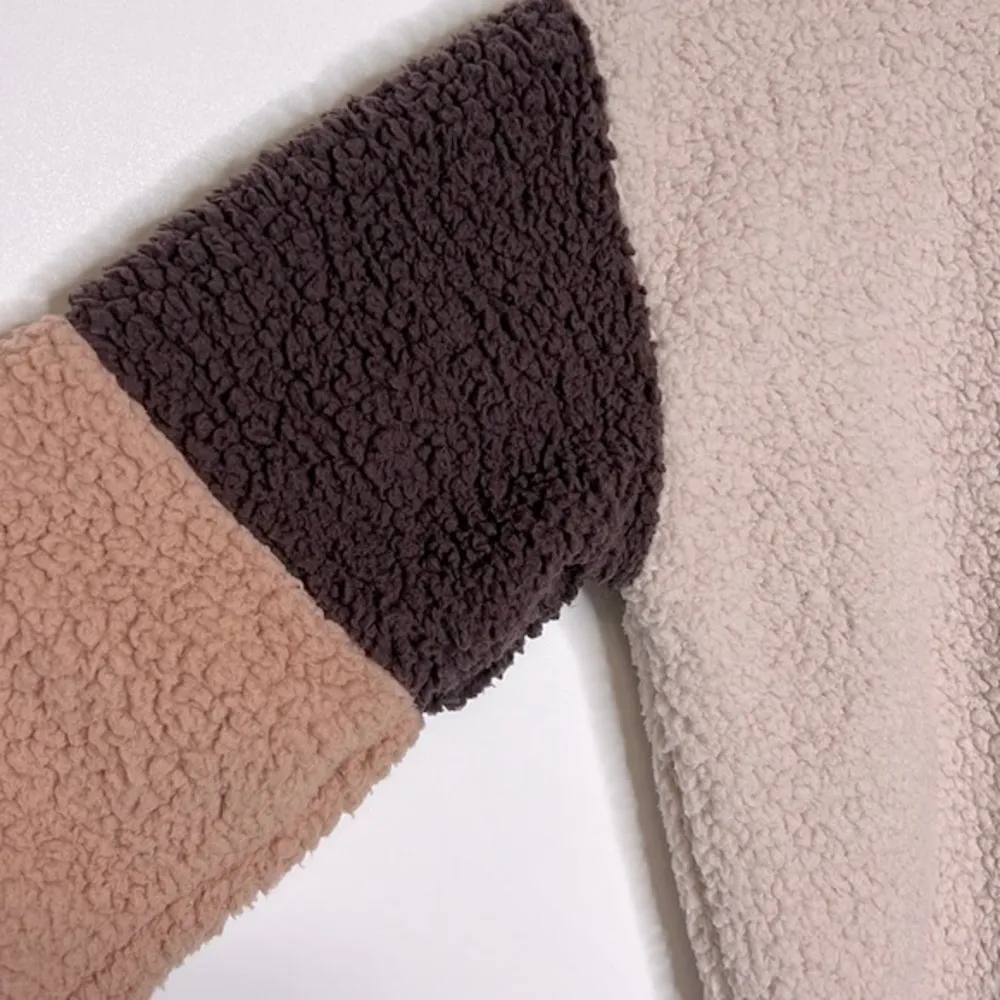 American Eagle Plush Teddy Bear Sherpa Striped Crewneck Sweater Sweatshirt - Image 3