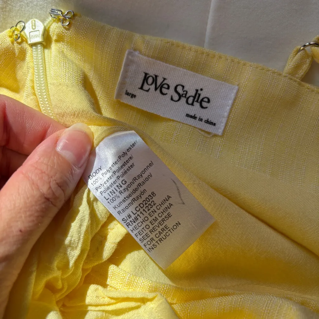 Solid Yellow Spaghetti Strap Fitted Dress - Image 8