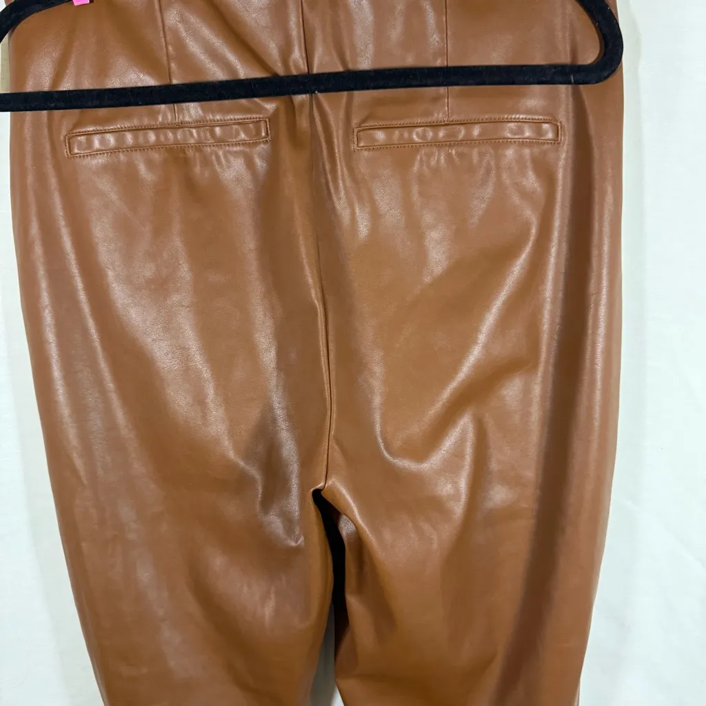 Old Navy Women’s Faux Leather Extra High Rise Skinny Pants Zipper Brown Sz 14 - Image 5