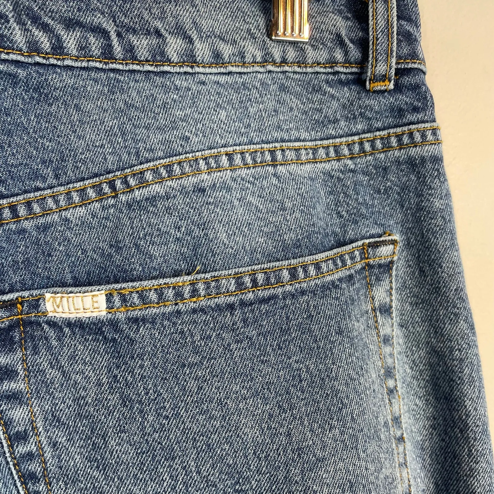 Mille Ashton High Rise Wide Leg Flare Bell Jeans Rigid Cotton denim Womens 33 Blue - Image 10