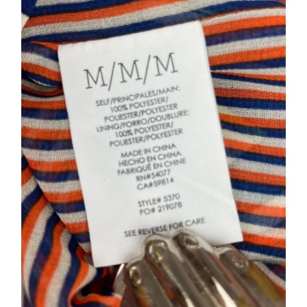 *CAbi Armour Heart Shirt  Dress Women M Blue Orange Chain Sleeveless Button 5370 - Image 5