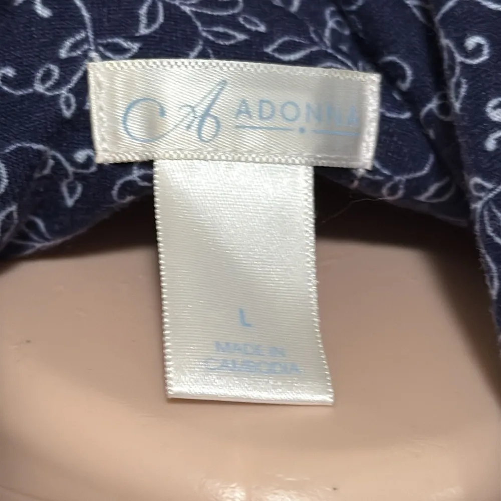 Adonna woman size LARGE blue pajama set 3/4 sleeve button up drawstring bottom - Image 5