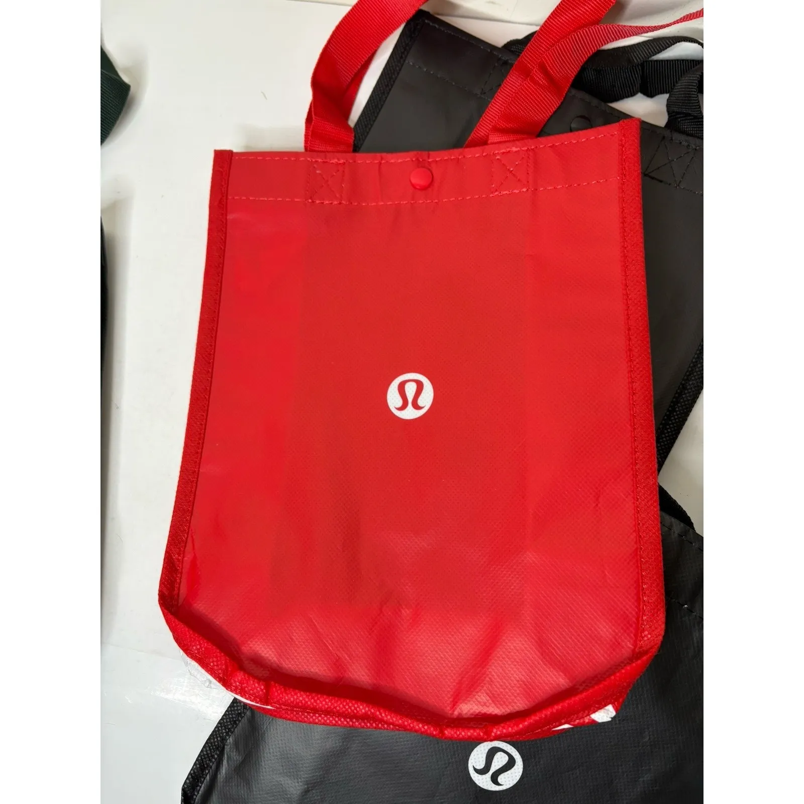 Lululemon Reusable Shopping Tote Bag Small Black Red Gray Green Lot 5 New - Image 6